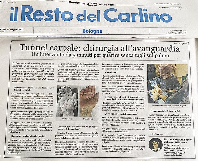 Dott.ssa Marina Faccio su 'Il Resto del Carlino'